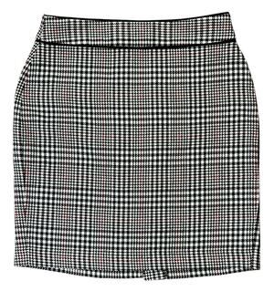 Banana Republic Black White & Red Houndstooth Mini Pencil Skirt Size 6